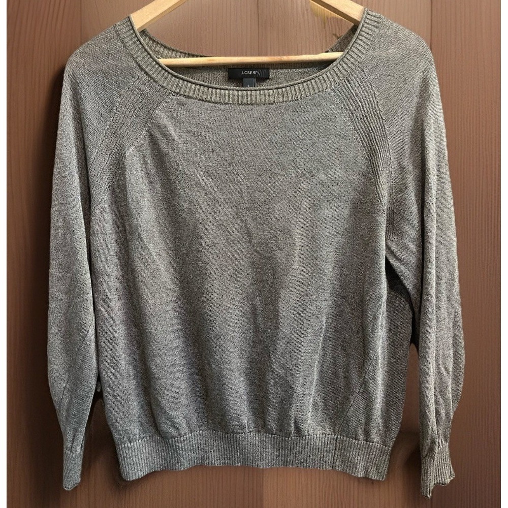 J. Crew Linen Blend Knit Sweater Heather Green Lightweight Size S